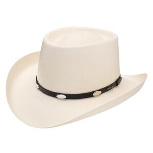 Stetson 10X Royal Flush Straw Cowboy Hat Natural Size 7 5/8 New Damaged Brim